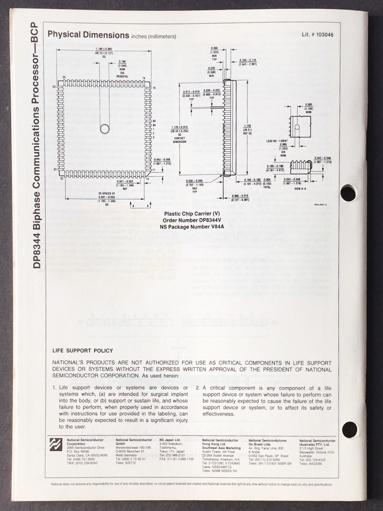 National Semiconductor - DP8344 Biphase Communications Processor Data Sheet 1987