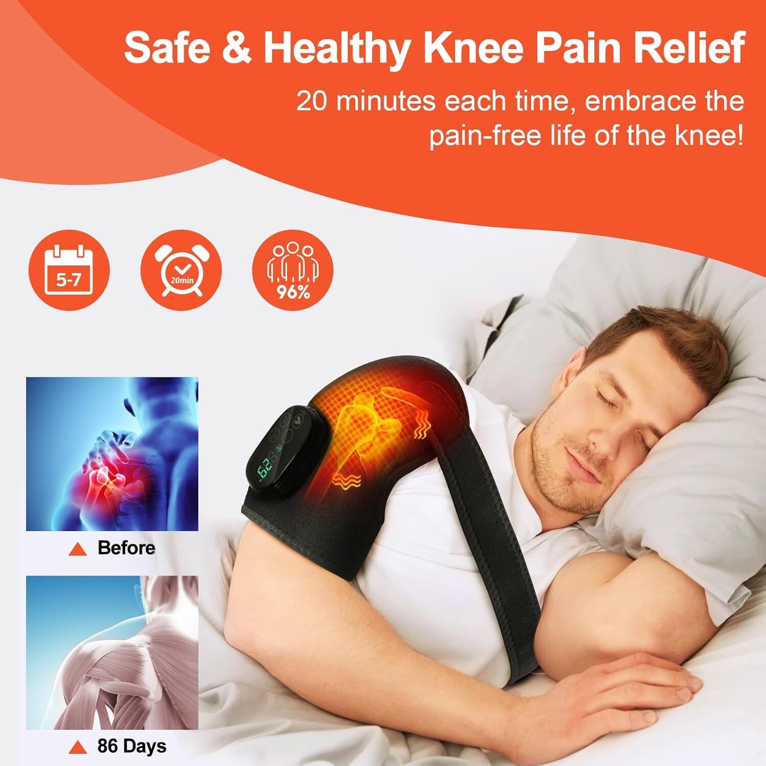 Red Light Therapy Knee Massager- Wireless Rechargeable Controller, 660nm&850n...