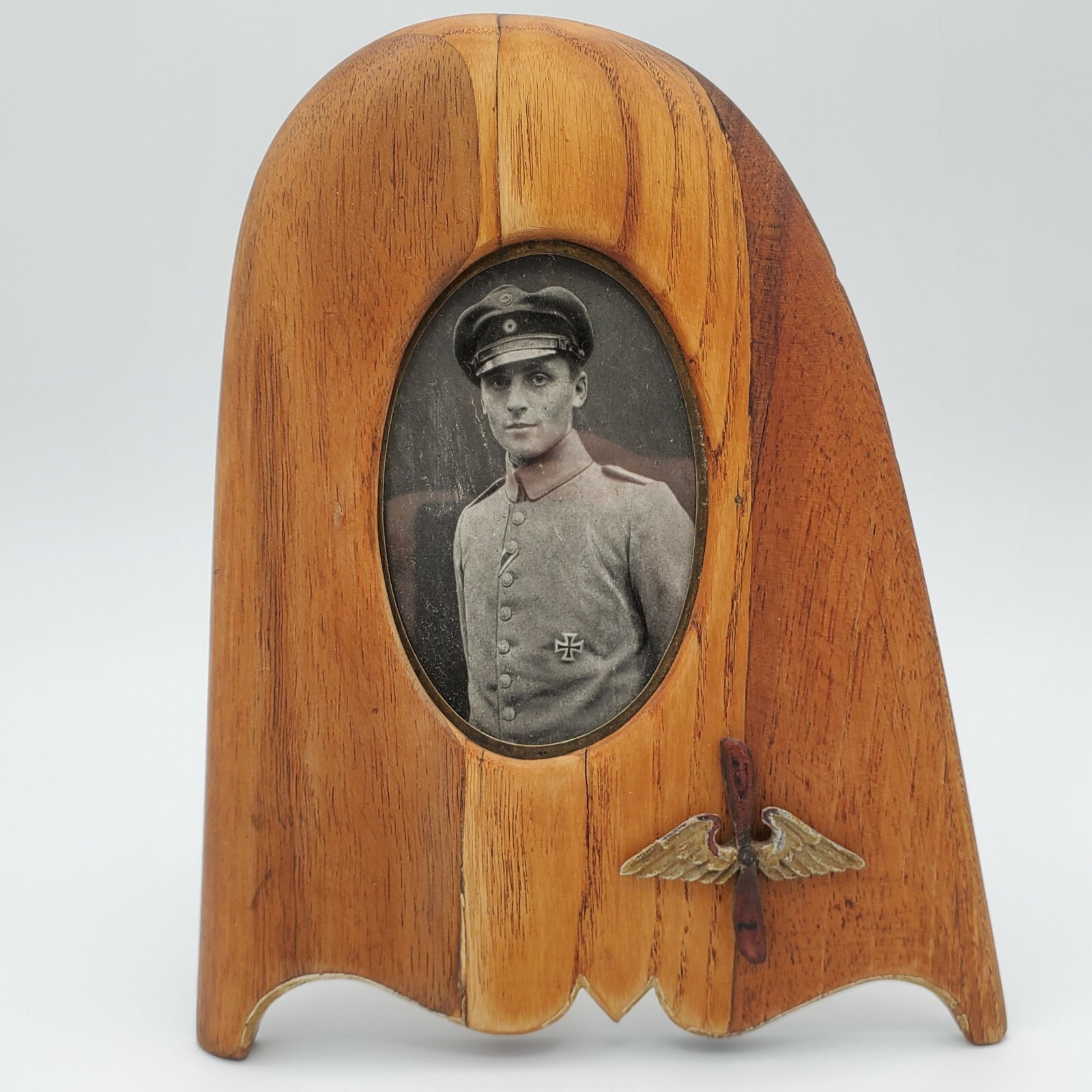 Original WW1 German Airplane Propeller Pilot Aviator picture frame wood plane