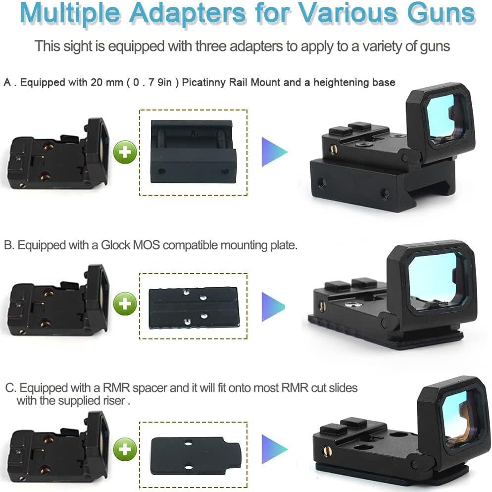Tactical Flip Up Dot Sight Holographic Reflex Scope Foldable Red Dot Sight RMR