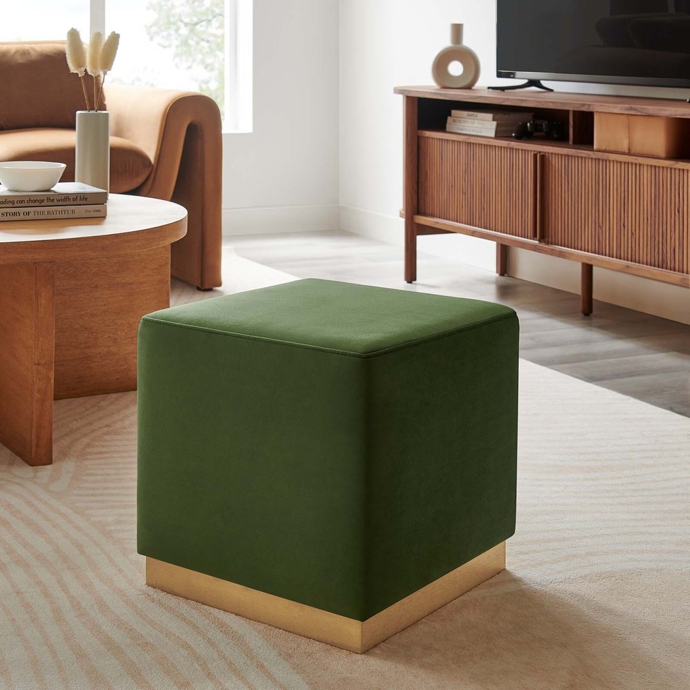 Modway 17" Square Performance Velvet Upholstered Ottoman