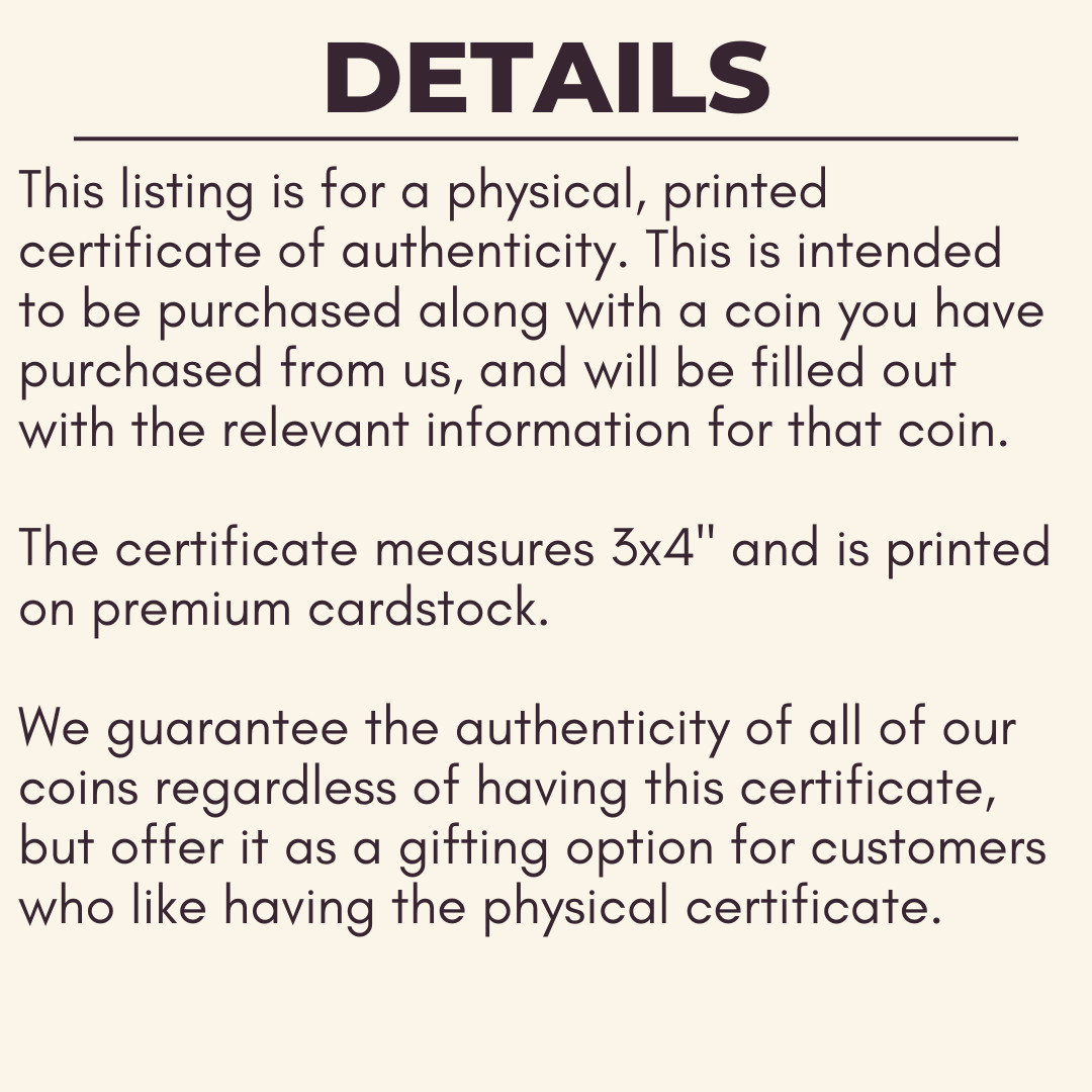 Certificate of Authenticity Add-On (originalskincoins)