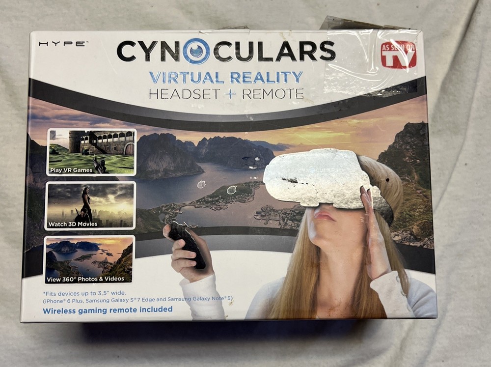 Cynoculars Virtual Reality 3D Headset Wireless - Gaming Remote Compatible