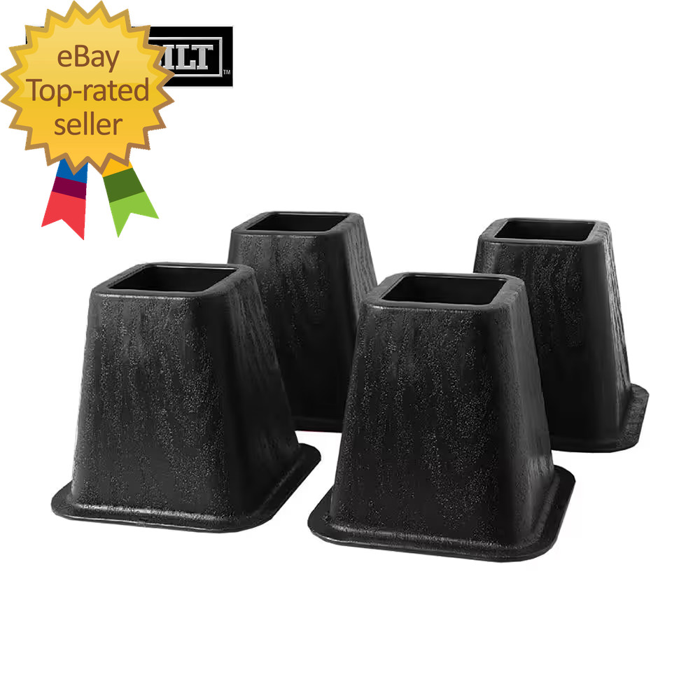 6 In. Black Bed Risers (4-Pack)