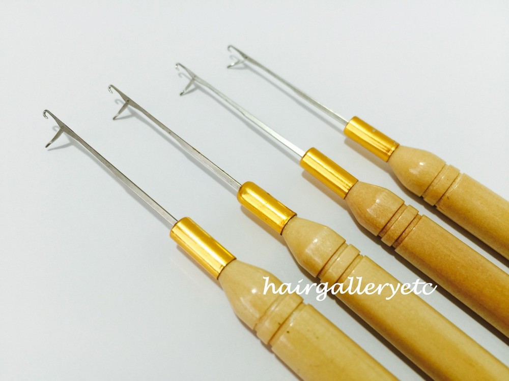 4 Hook Pulling Needle for i tip hair extension micro rings latch hook crochet