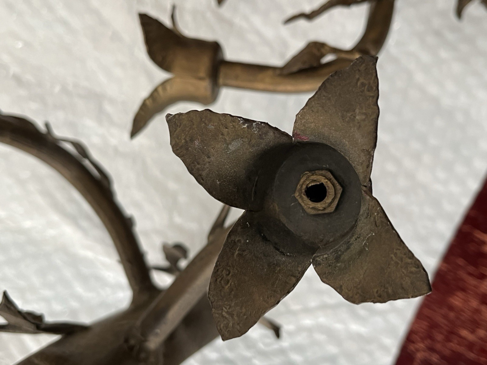 Vintage Pair Solid Bronze Gilt Magical Mystic Forest Wall Candle Holder Sconces