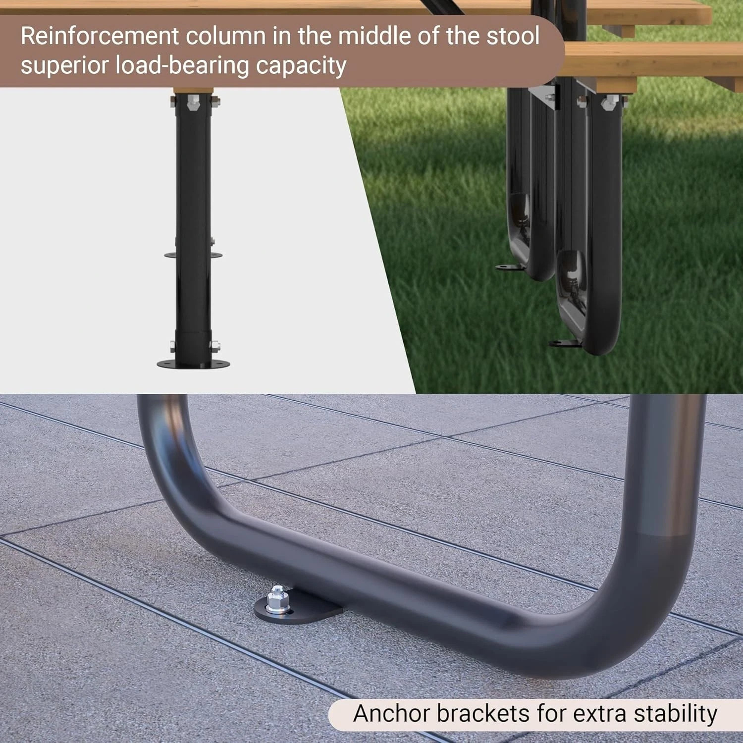 Picnic Table With Bench Outdoor Wooden Table and Chair Set for 6 People