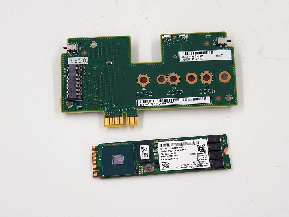 Oracle 7341466 M.2 Form Factor Riser Assembly + intel 240GB SSD M.2 SATA