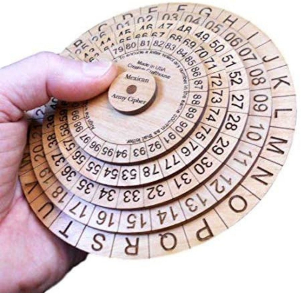 Cipher Wheel Decoder Toy Puzzle Encryption Device Cryptex Code Cracker Kid Gift