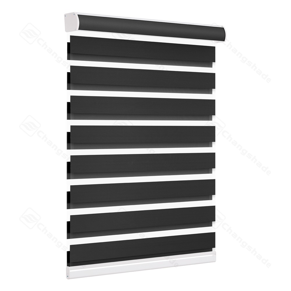 Customized Size Dual Layer Roller Blinds Cordless 85% Blackout Zebra Shades
