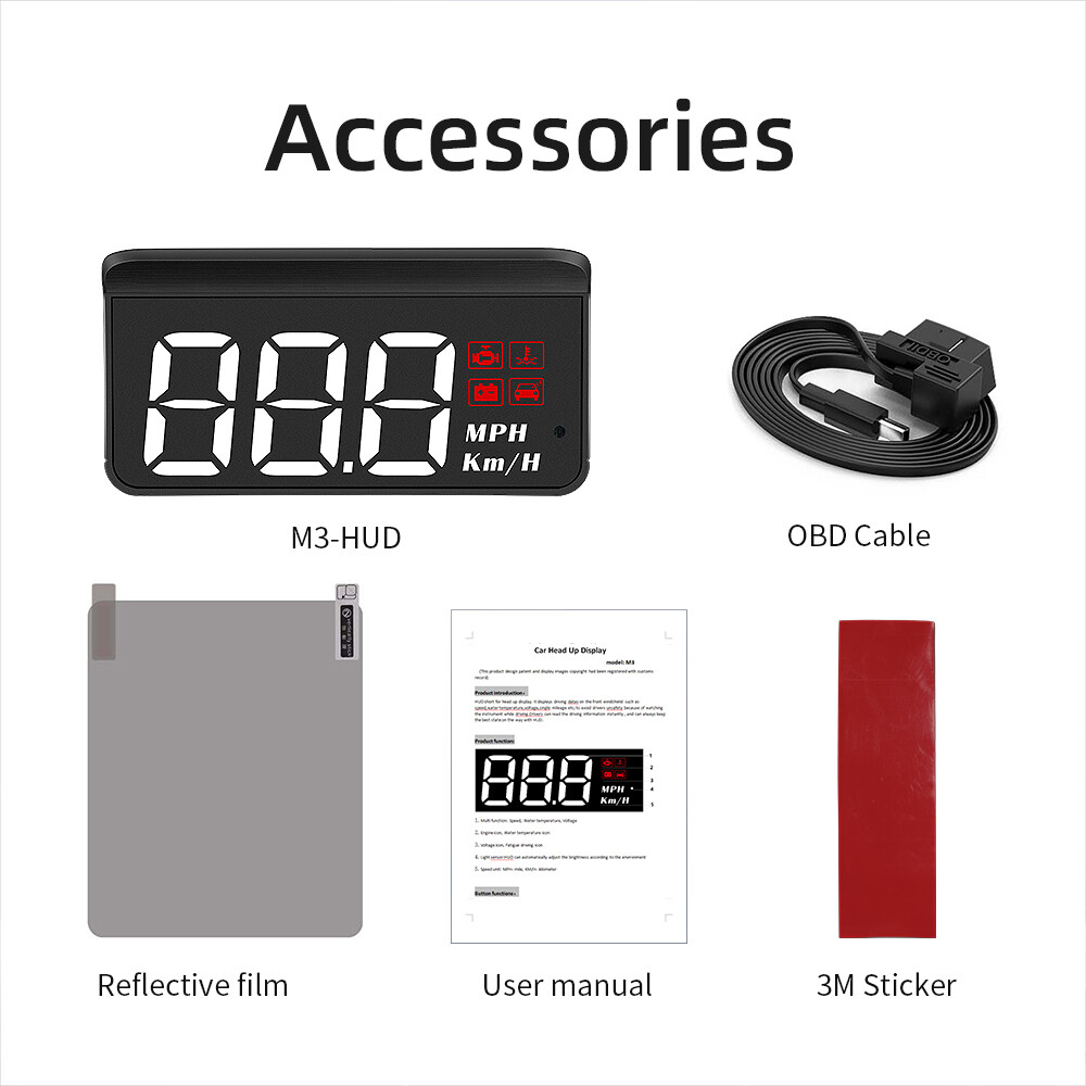 Head Up Display​Warning Windshield Projector Digital Electronic M3 OBD2 HUD