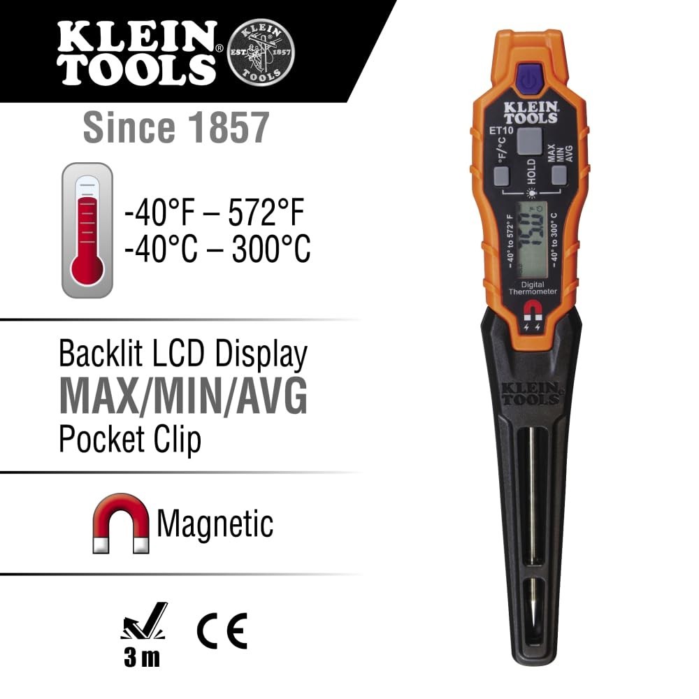 Magnetic HVAC Thermometer with Backlit Display