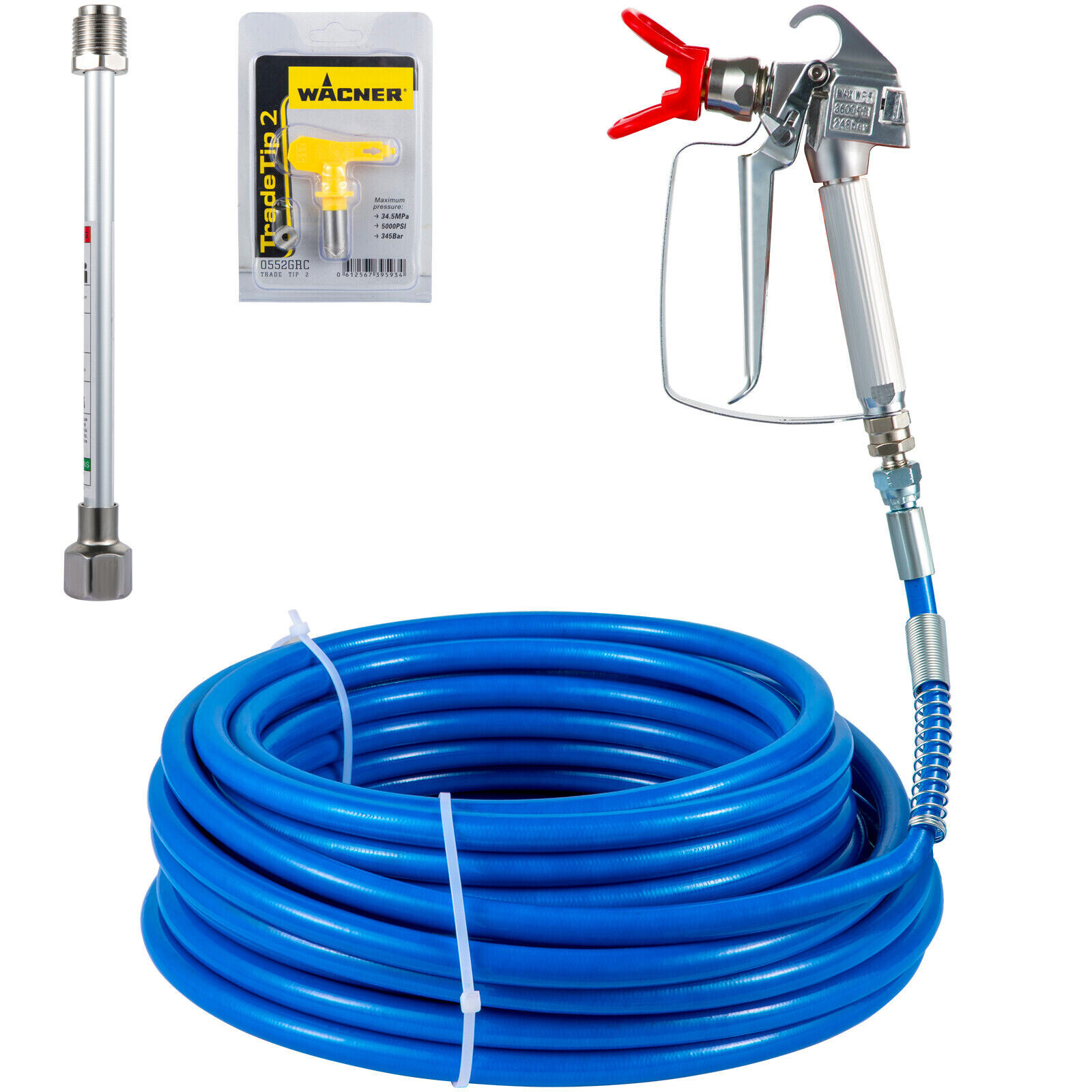 50ft Airless Paint Sprayer Hose Kit Spray Gun,1/4" Swivel Joint 3600psi w/517Tip