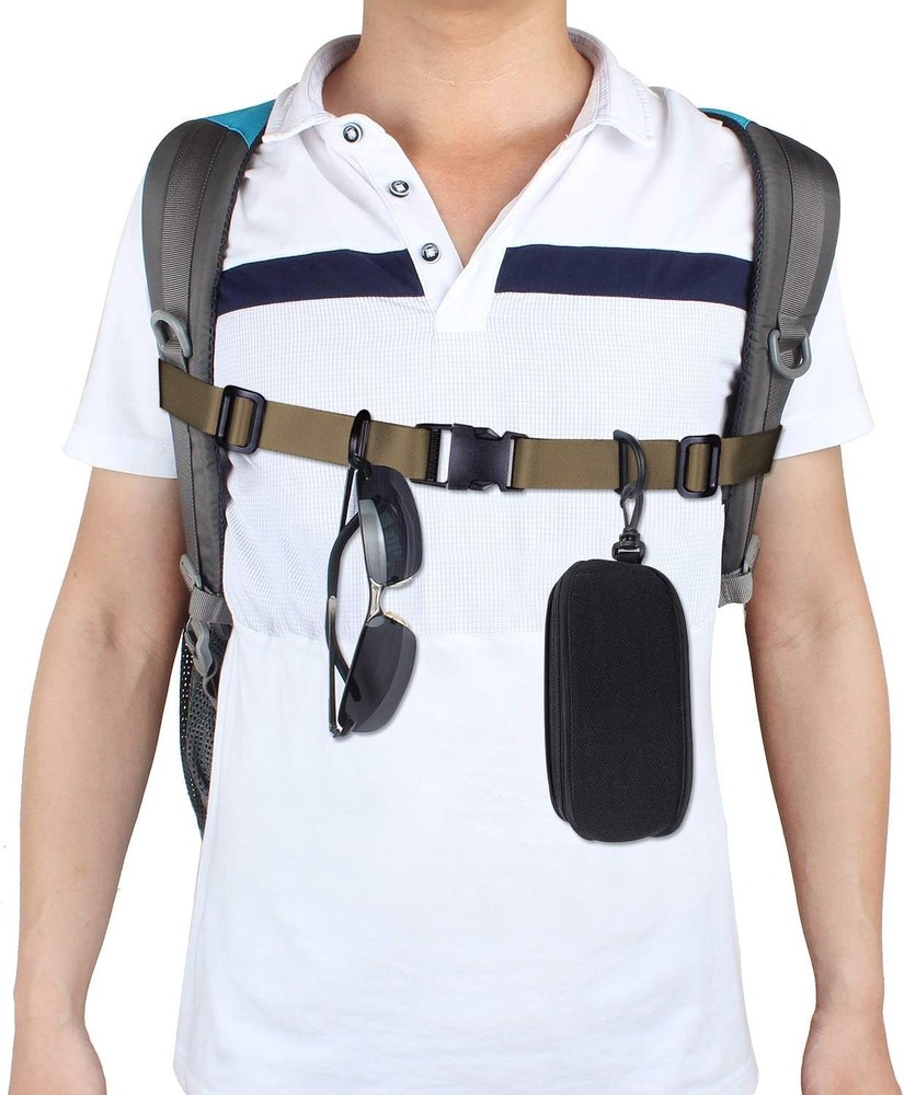 Durable Khaki Backpack Sternum Strap with Quick Release for Hiking - One Size