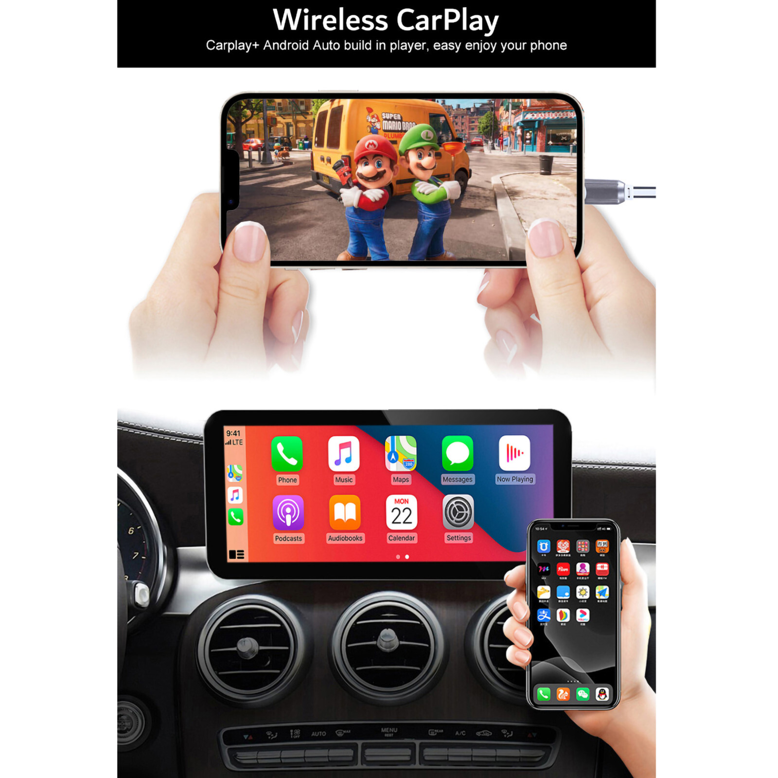Dual Screen 12.3'' Android CarPlay GPS Stereo For Mercedes C/GLC-Class W205 X253