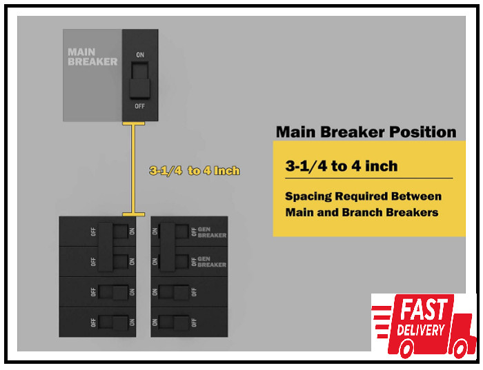 Generator Interlock Kit Compatible With Square D Vertical Main 150 or 200 Amp