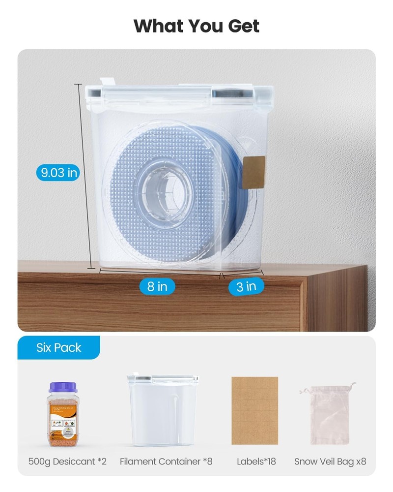 YOOPAI Filament Storage Box - 8 Pack Container for 3D Printing...