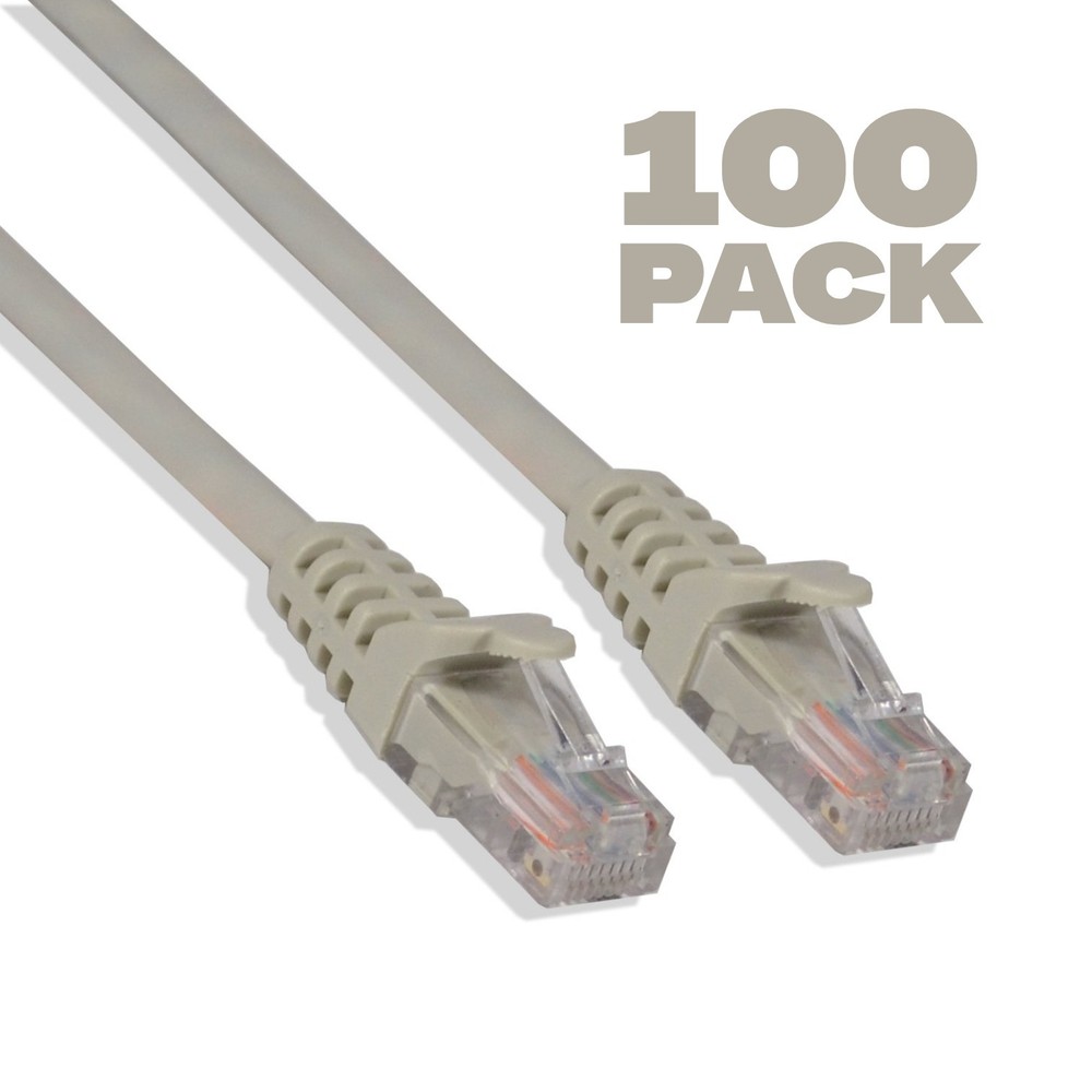 100 Pack - 2ft Cat5e Cable Ethernet LAN Network RJ45 Patch Cord Internet Gray