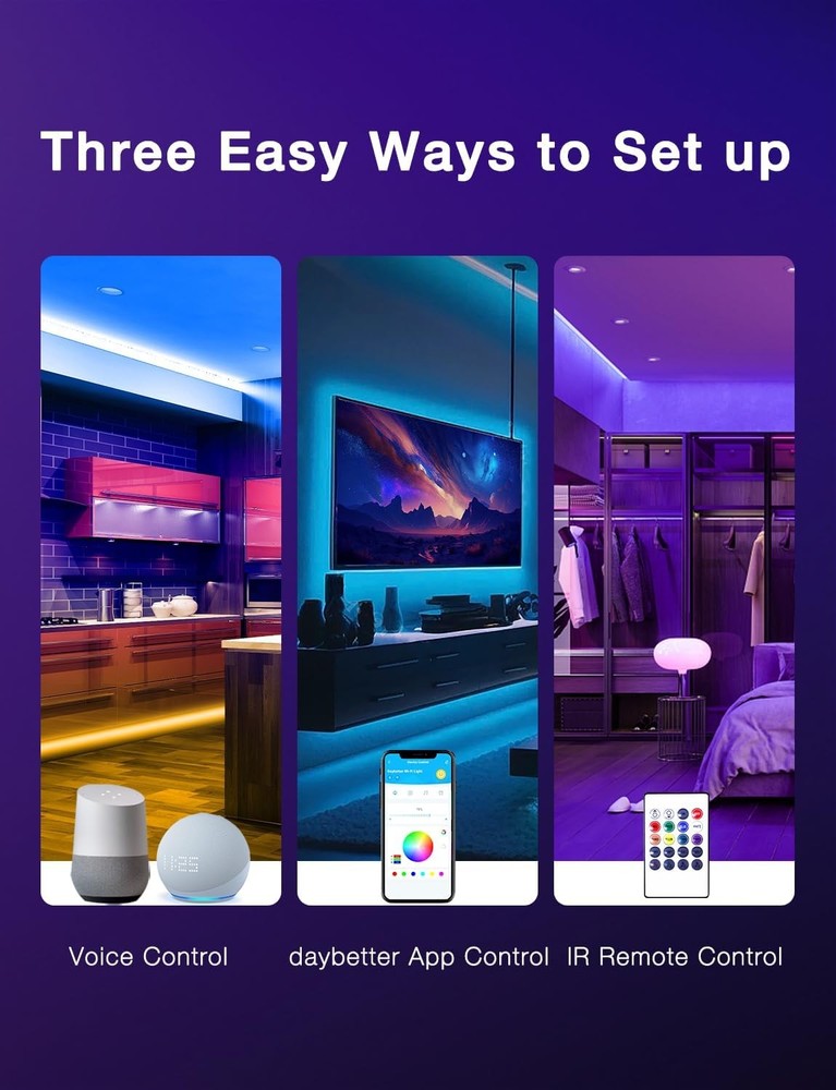 DAYBETTER Smart WiFi Led Lights 100ft - Strip Work with 100FT