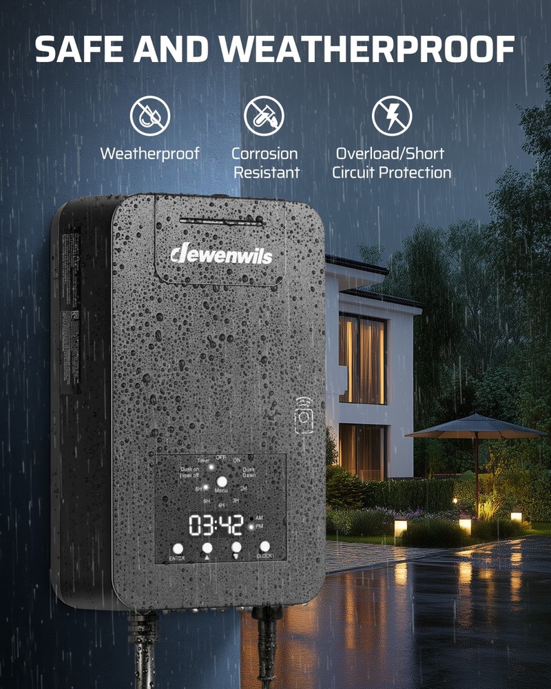 DEWENWILS 300W Low Voltage Landscape Transformer,Photocell Sensor & Timer,