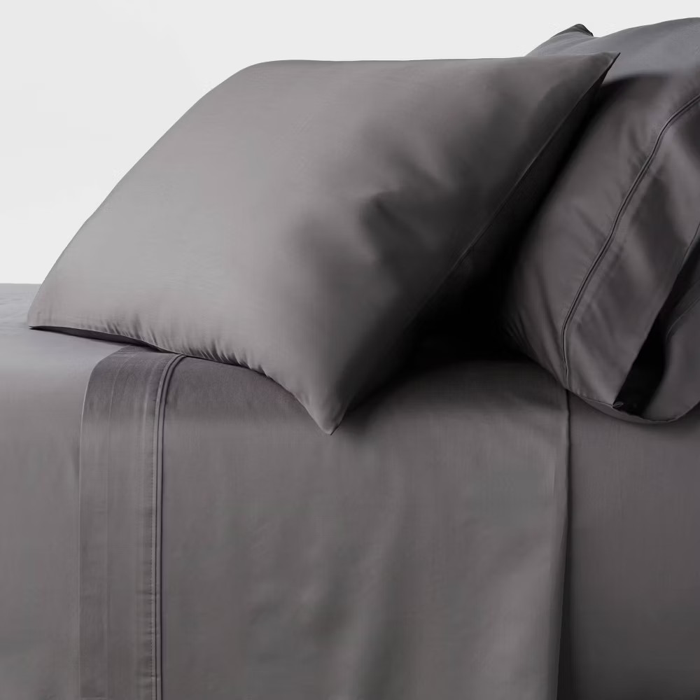 Queen 400 Thread Count Performance Fitted Sheet Dark Gray - Threshold: Cotton