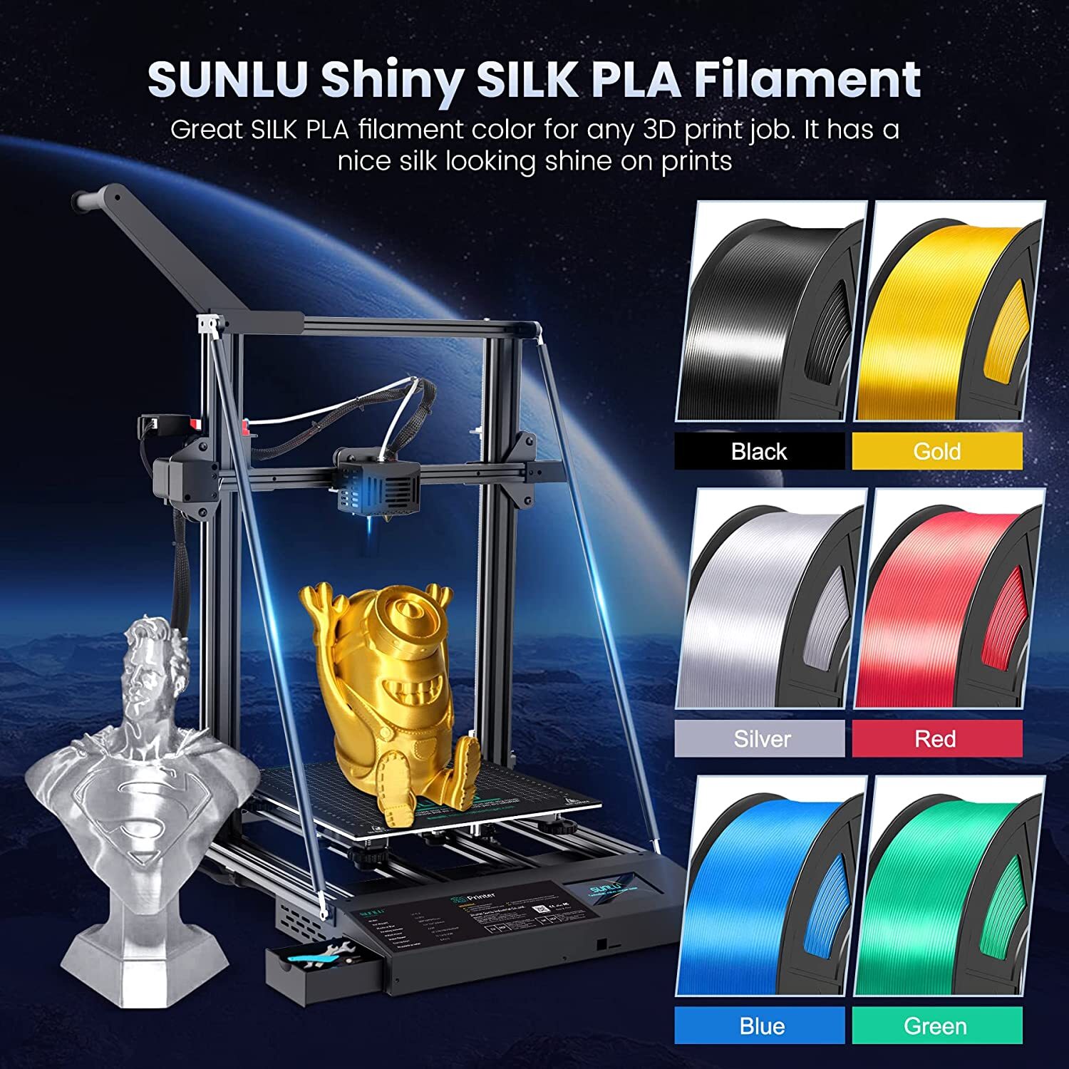 SUNLU PLA PLA+ PETG SILK ABS TPU 3D Printer Filament 1.75mm 1KG/0.25KG Non-toxic