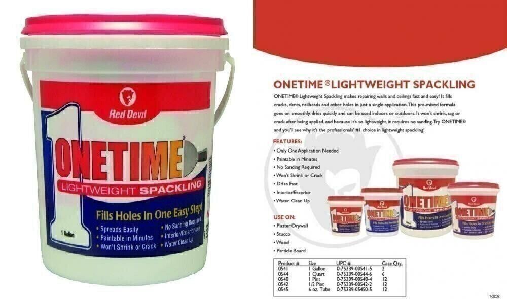 Red Devil 0541 ONETIME Lightweight Spackling 1 Gallon White
