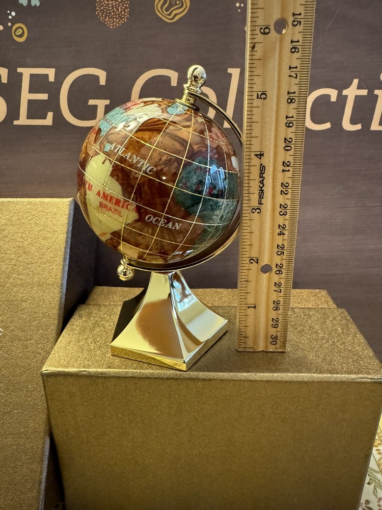 Eclipsing the World Gemstone Globe w/Box Brown Orange Earth