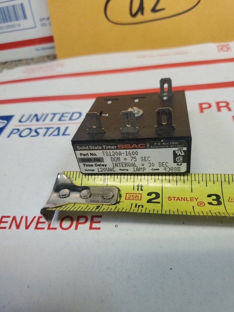 SSAC TS120A-1600 Solid State Timer DOM 75 SEC INTERVAL 30 SEC 120VAC USED, U2