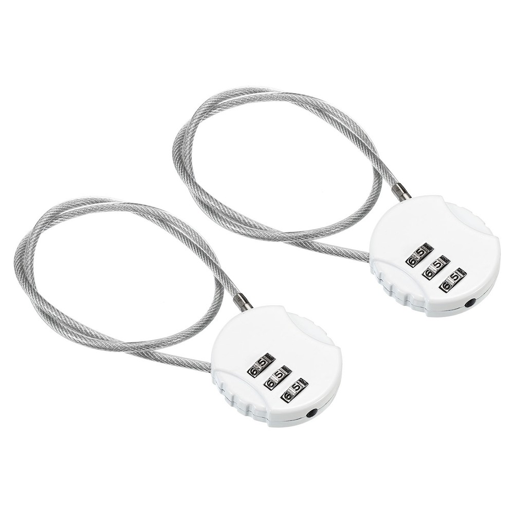 Small Combination Block 14.9", 2pcs 3 Digit Luggage Lock, White