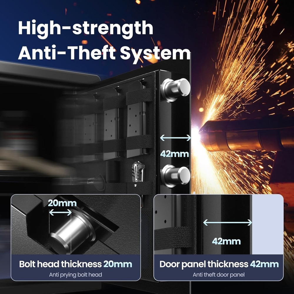 Durable Biometric Fingerprint Safe - Secure Lock Box for Home & Office Security
