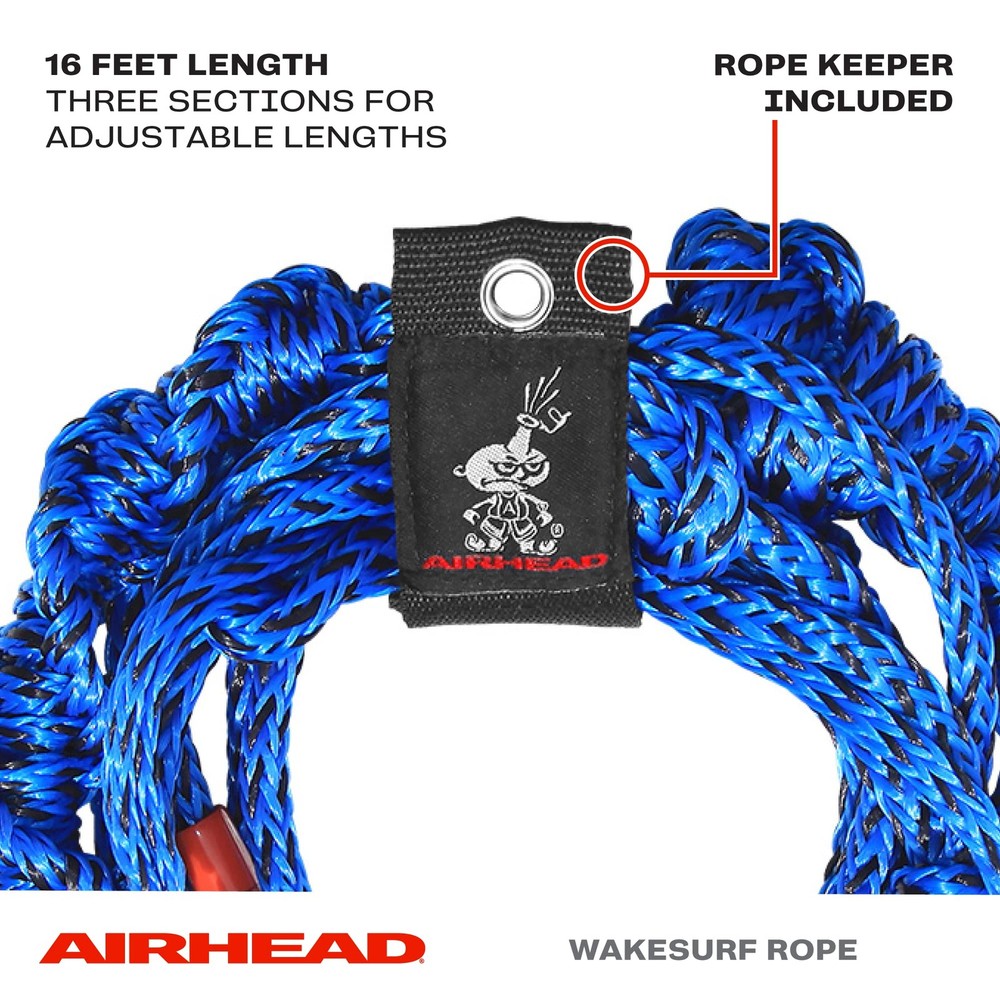 Spiral Braid Wakesurf Rope, 3 Sections, 16-Feet