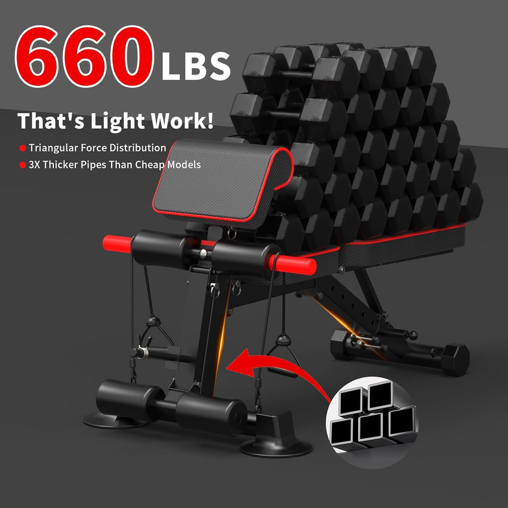 Adjustable Weight Bench - Utility Workout Benches for Exercise, Free Installatio