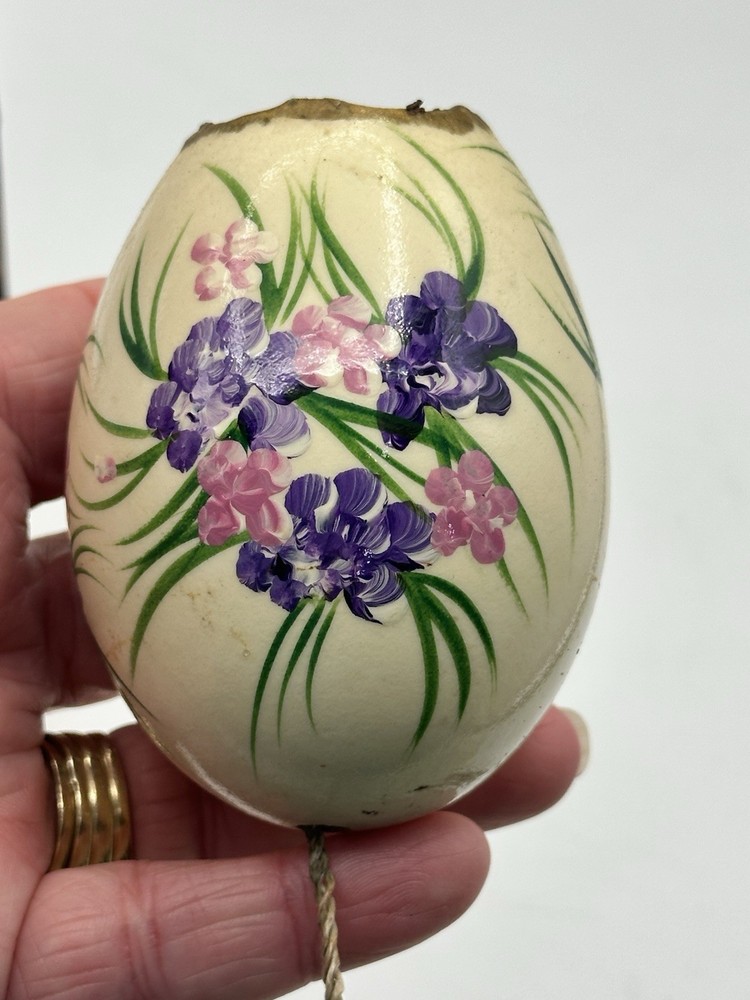 Eggshell Planter Self Watering On Decorative Stand Hand Painted Iris Design OOAK