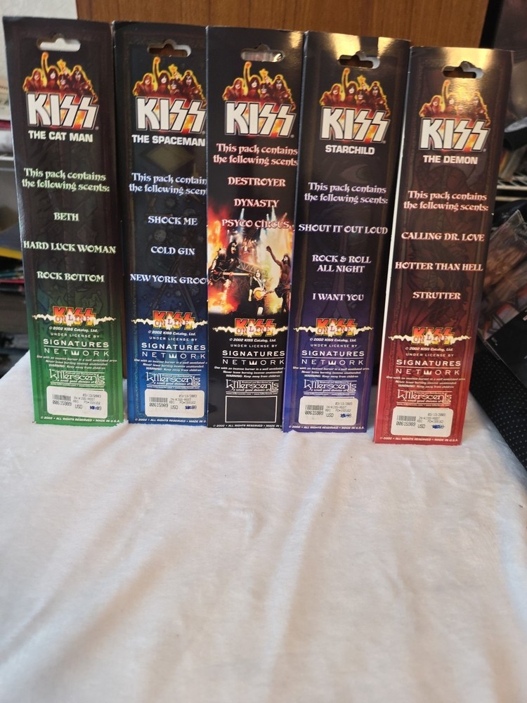 KISS OFFICIAL INCENSE SET OF 5 UNUSED 2002