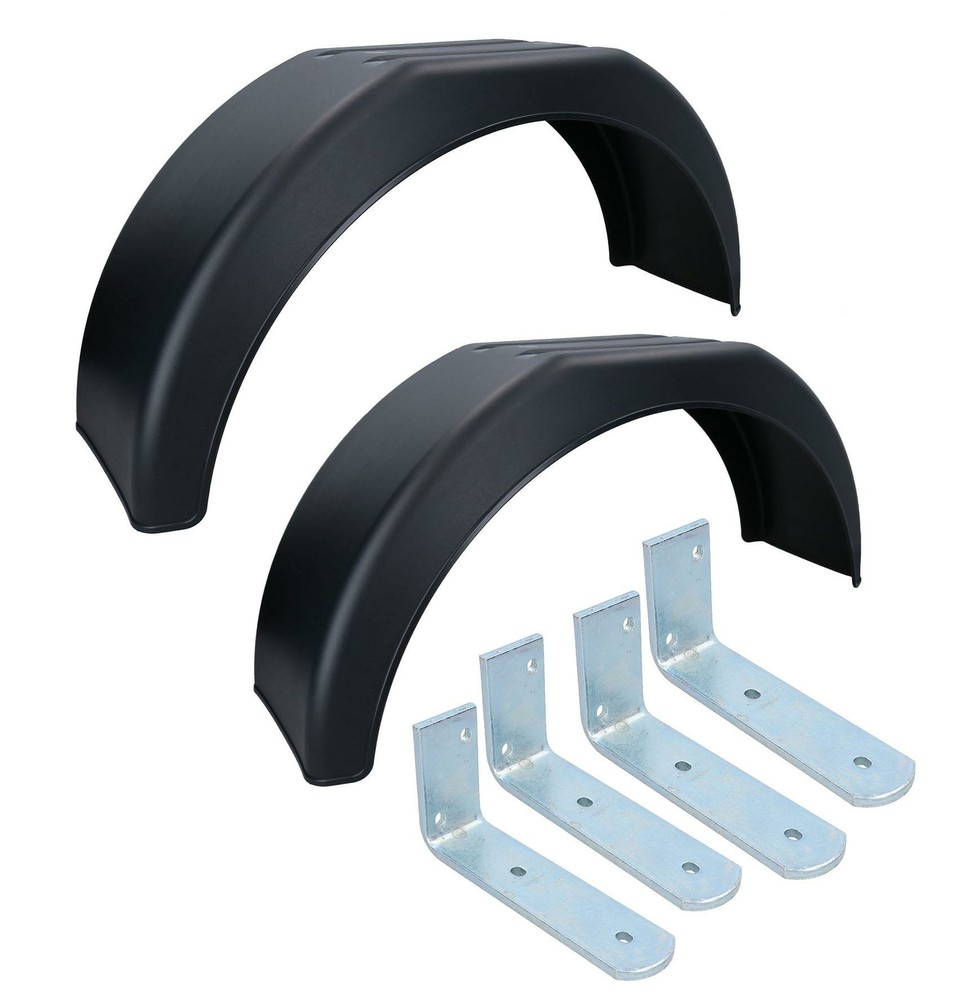 13" Plastic Mudguards Fender (Pair) Flush Fit & Mud Guard Angle (SMALL) Bracket