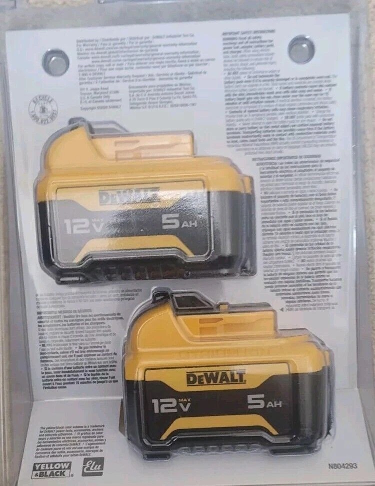 DEWALT DCB126-2 12V MAX* 5.0AH Lithium-Ion Batteries - Pack of 2 New In Pack USA