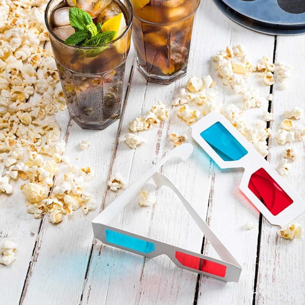 White Frame Anaglyph 3D Glasses 50 Pack