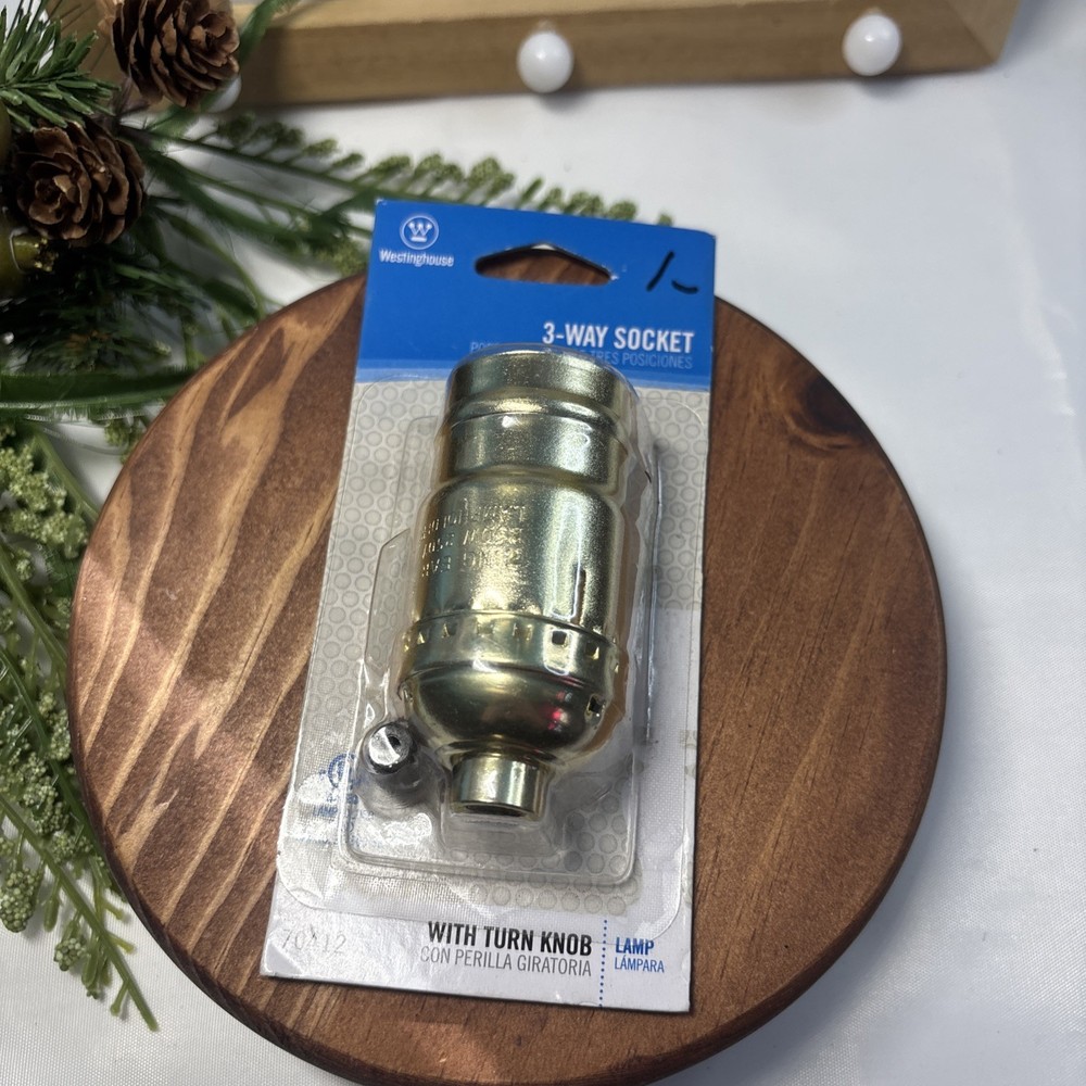 (3)-Westinghouse Turn-Knob Medium Base Brass Lamp Socket 70421