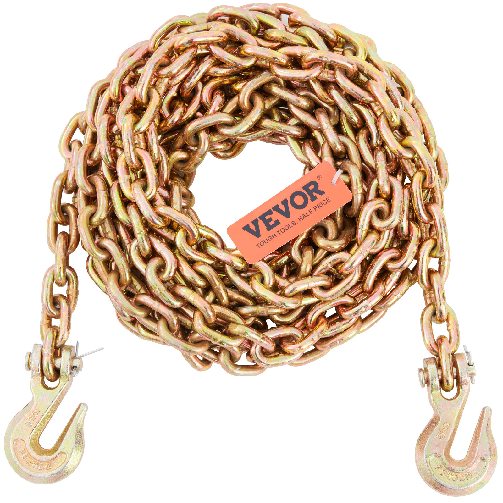 VEVOR 2 Pack 5/16'' x 20' G80 Tow Chain Tie Down Binder Chain with Hooks 4900lbs