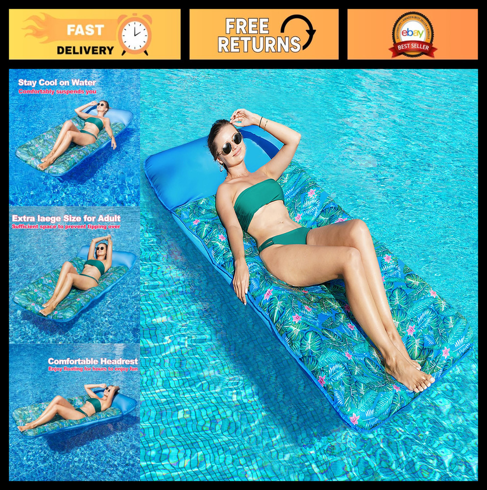 Extra Large Oversized Pool Float Lounge 72" x 37" Inflatable Contour Raft with H