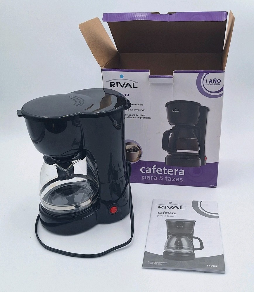Rival Cafetera 5 Cup Coffee Maker, Removable Filter Basket, Pause & Serve