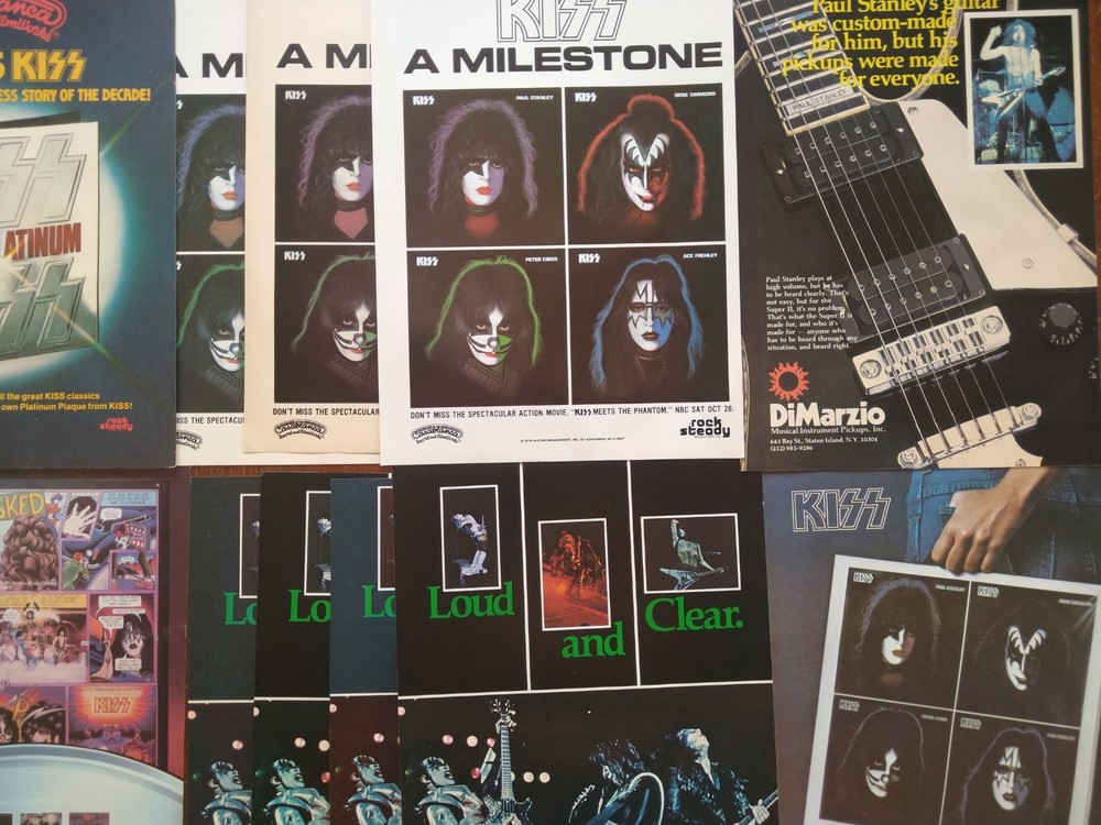 KISS Vintage Various Magazine Adverts 27 total Single sheets.