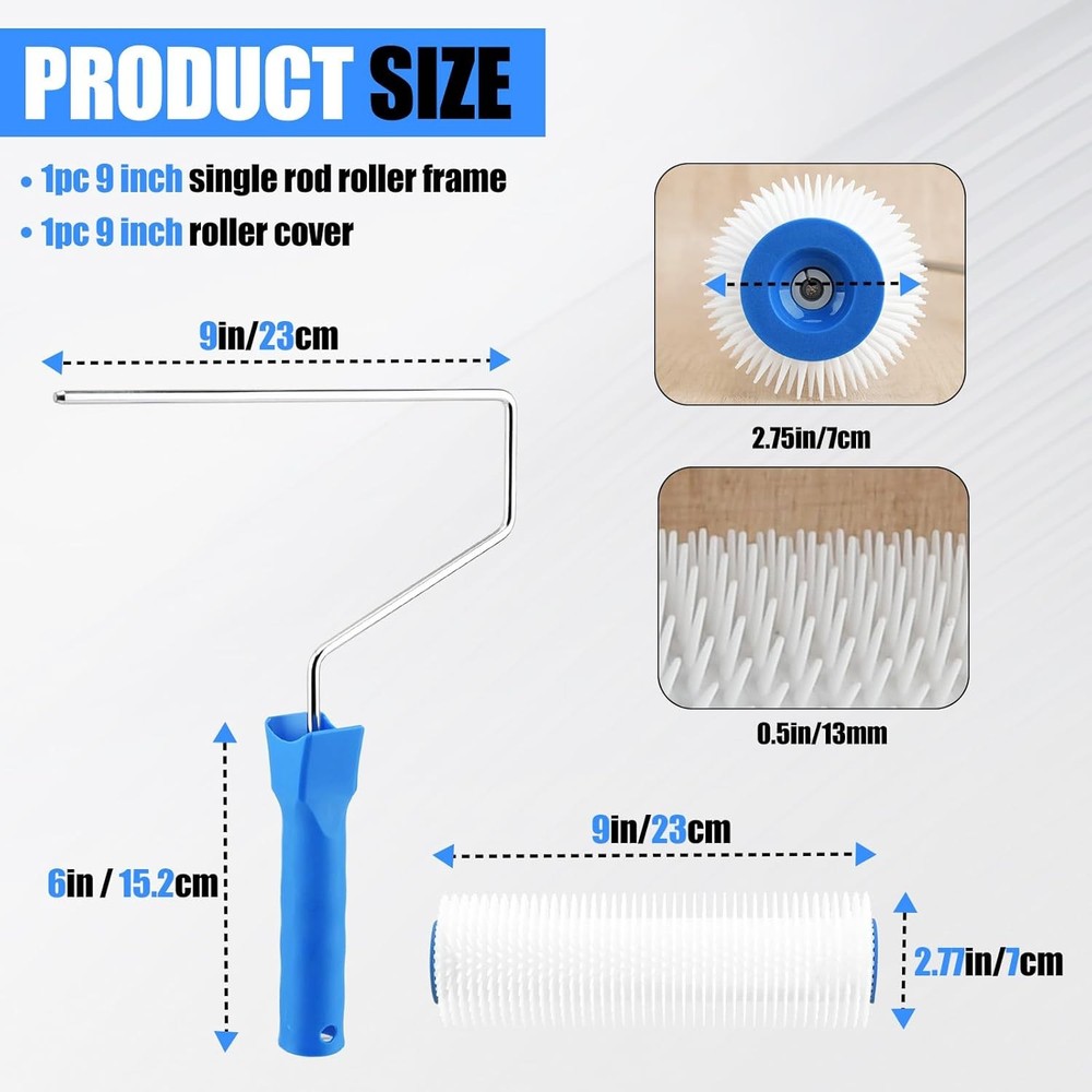 2PCS 9 Inch Spiked Screeding Compound Roller for Self Leveling Concrete