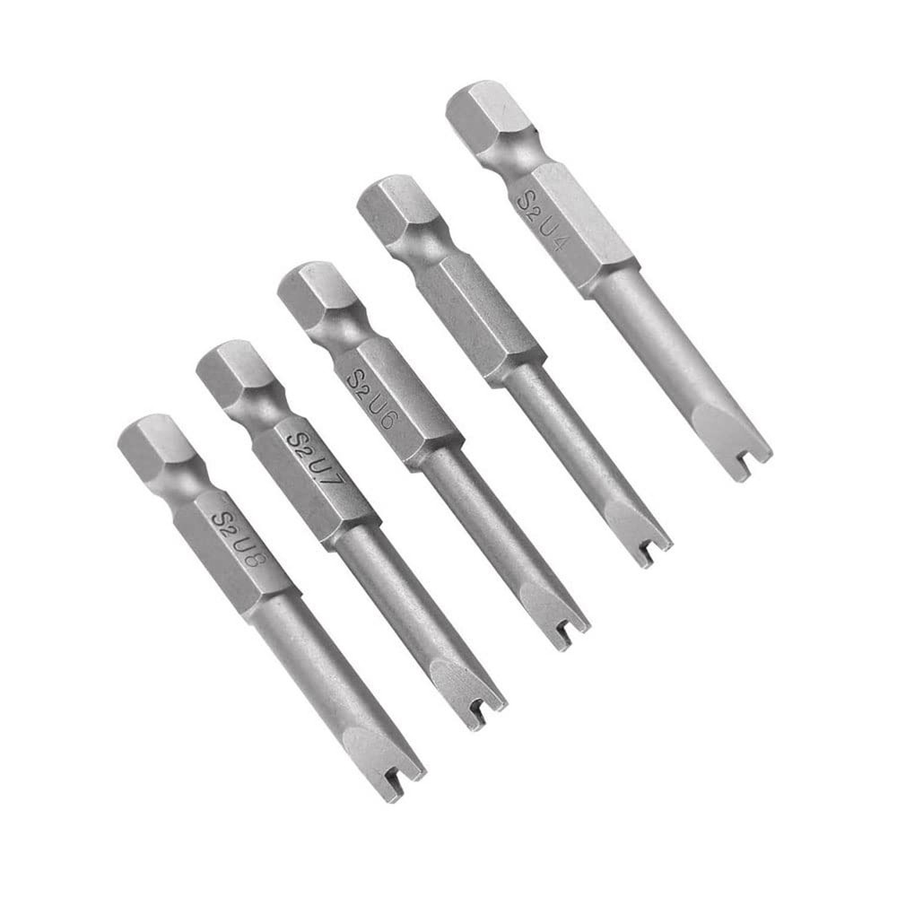 5 Pcs 1/4" Hex Shank Alloy Steel U Shape Magnatic Screwdriver Drill Bits Set ...