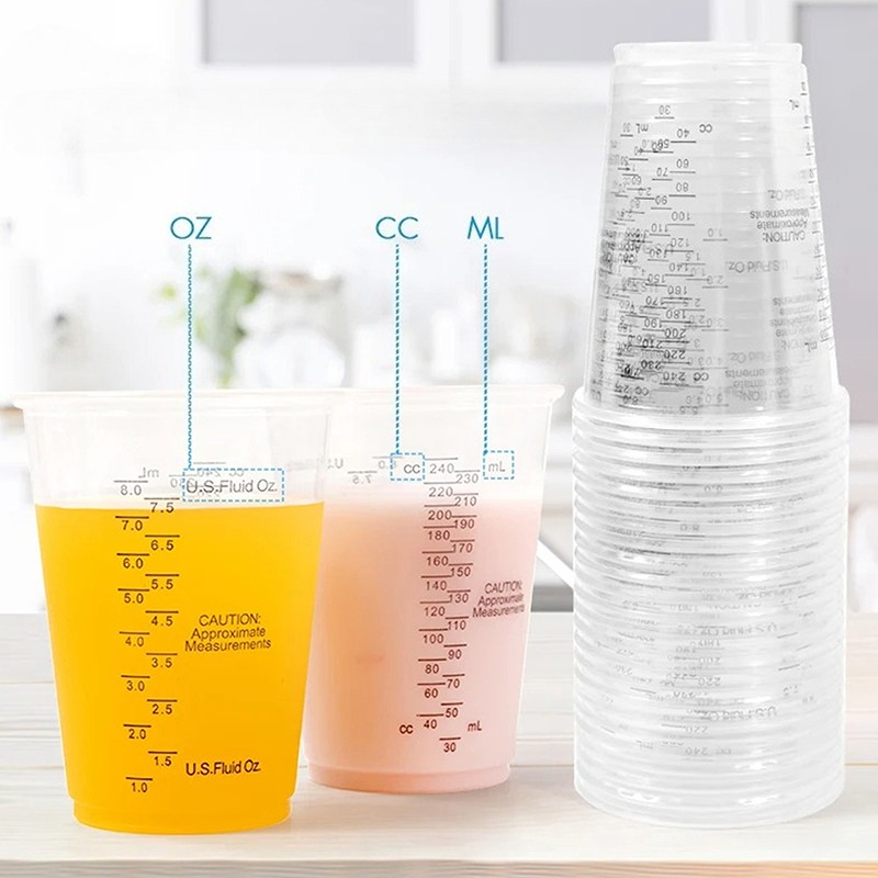 10Pcs 8OZ Disposable Plastic Measuring Cups For Precise Resin Paint Mixing Cups