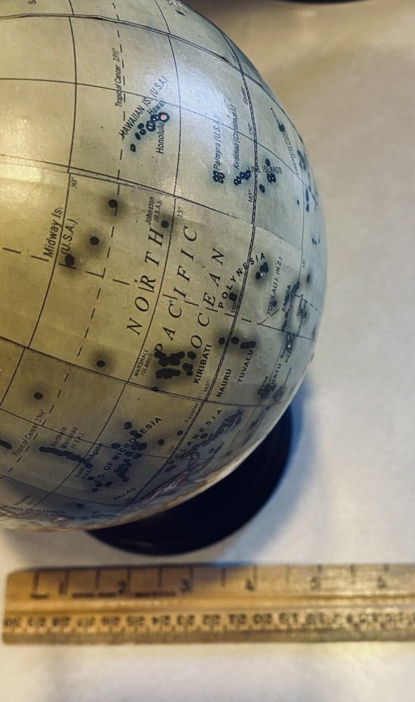 Tabletop Round Globe On Metal Base Rotating Earth Educational Decor