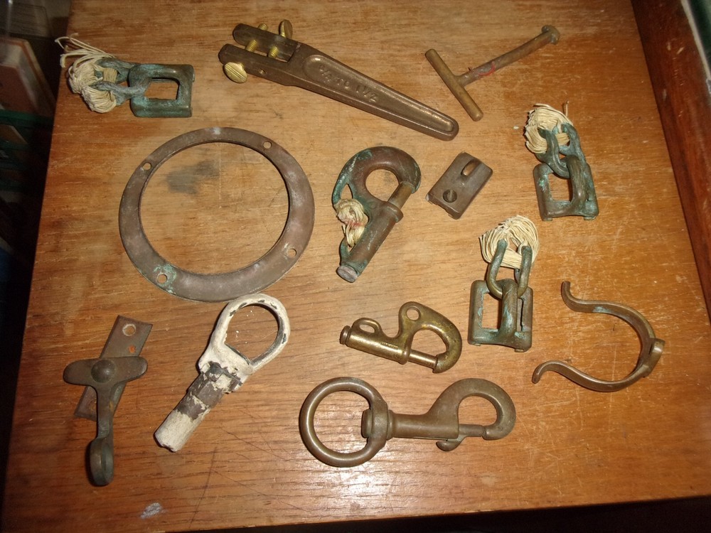 Antique bronze sailboat part lot