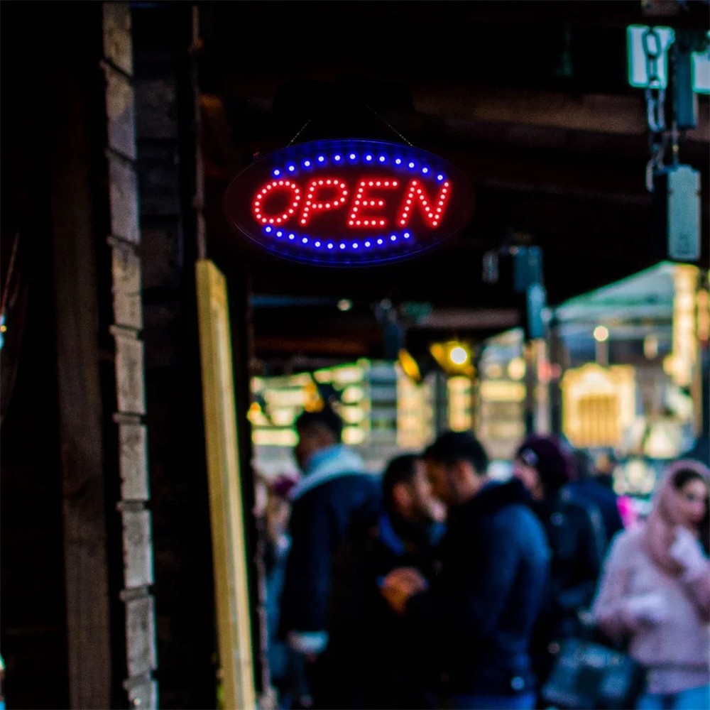 Animated Motion Ultra Bright OPEN Business Store LED Hang Sign Neon Light ON/OFF