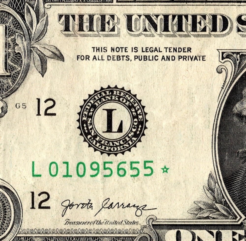 2017 L Star note Fancy Serial Number Regular Run